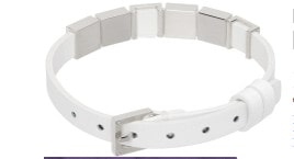 White leather logo bracelet