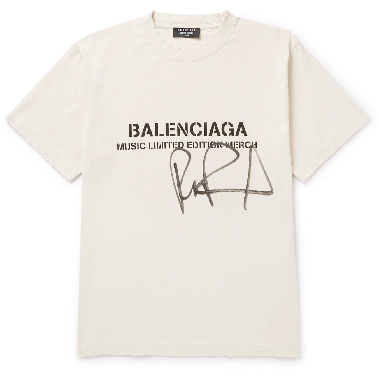 Fit Distressed Printed Cotton-Jersey T-Shirt - Neutrals