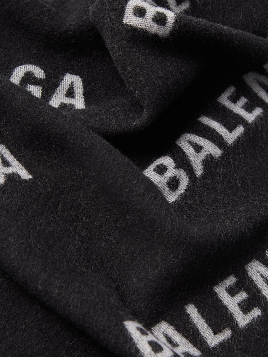 Logo Intarsia Check Cotton Scarf