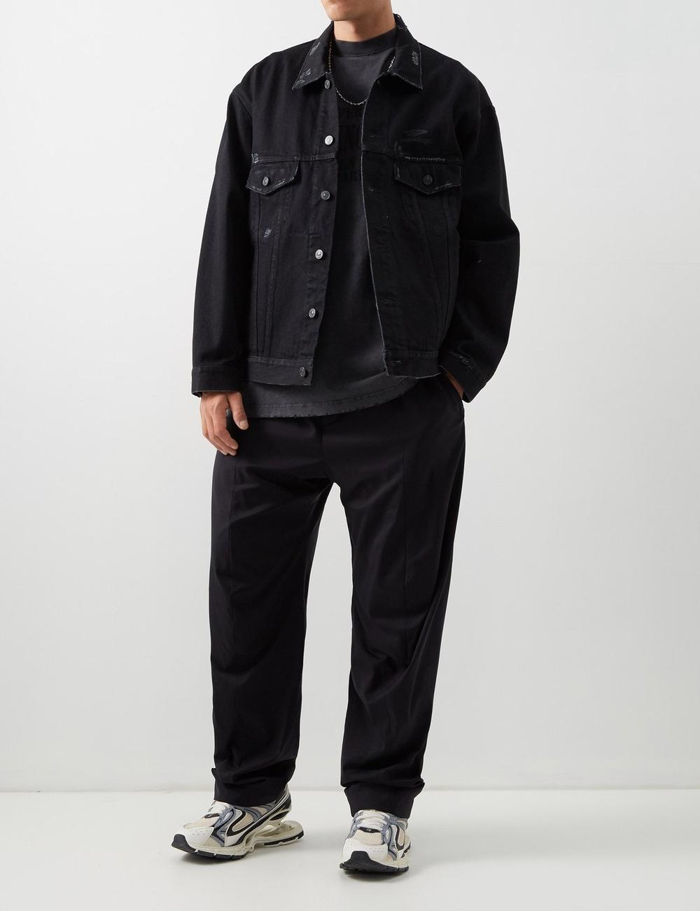 LOGO PRINTED DISTRESSED COTTON JERSEY T-SHIRT