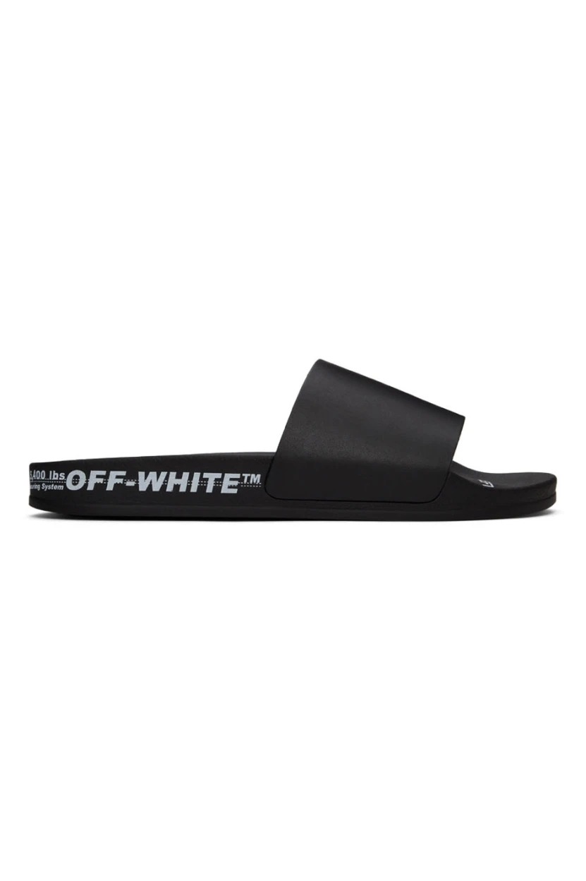 Black industrial belted slide sandals