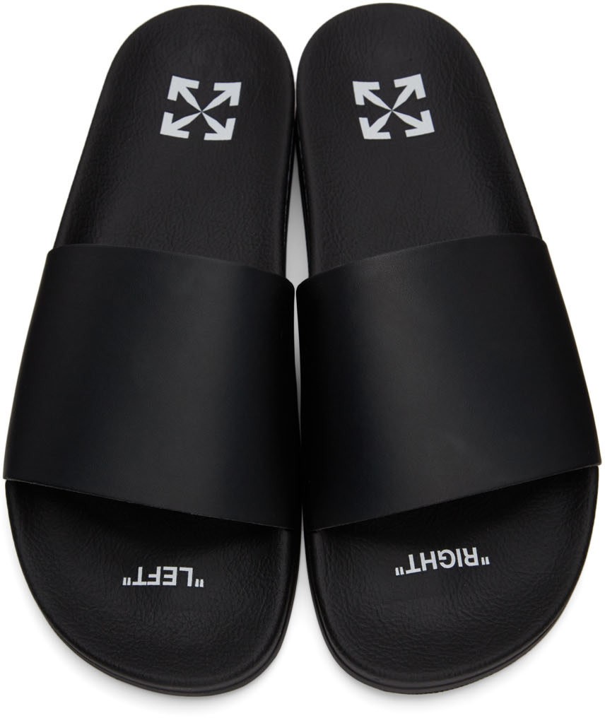 Black industrial belted slide sandals
