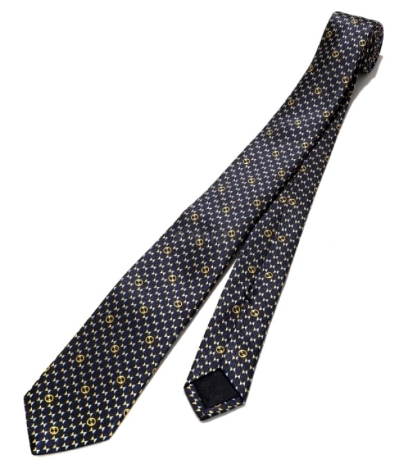 Round interlocking G silk tie