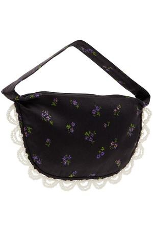 Black floral shoulder bag