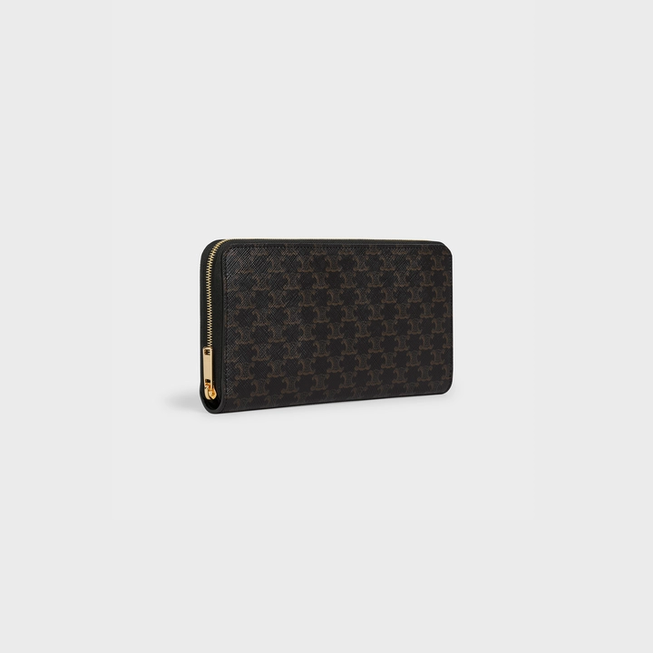 LARGE ZIPPED WALLET IN TRIOMPHE CANVAS - BLACK