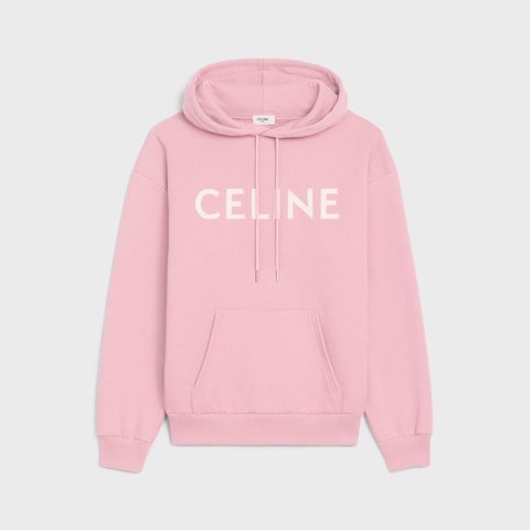 CELINE LOOSE HOODIE - COTTON FLEECE BLOSSOM PINK/ OFF WHITE