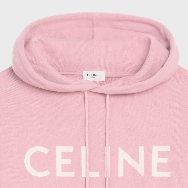CELINE LOOSE HOODIE - COTTON FLEECE BLOSSOM PINK/ OFF WHITE