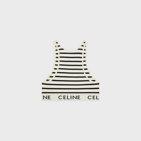 CELINE outlets MESH SPORTS BRA CREAM / NAVY size S