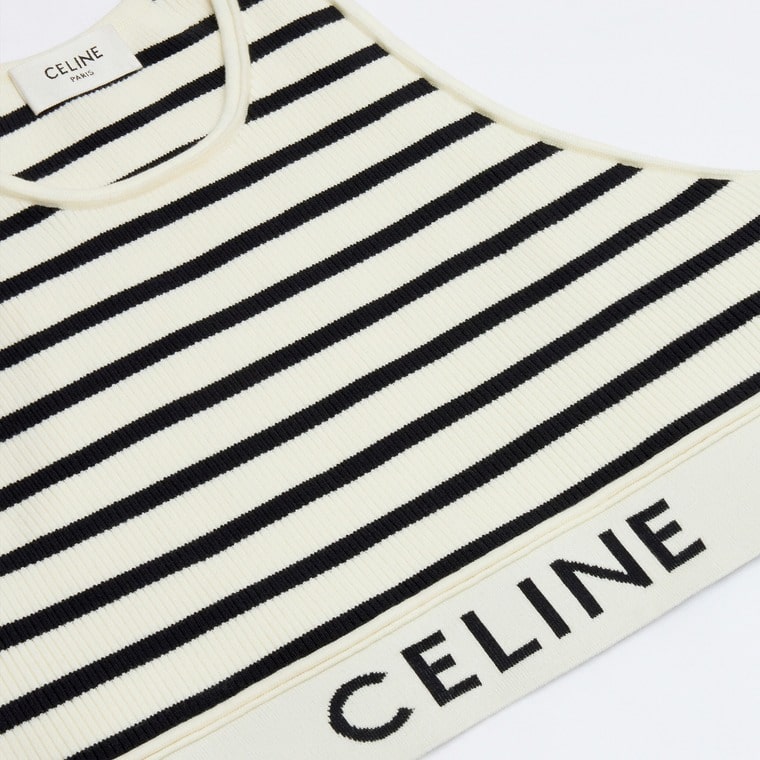 CELINE MESH SPORTS BRA CREAM / NAVY