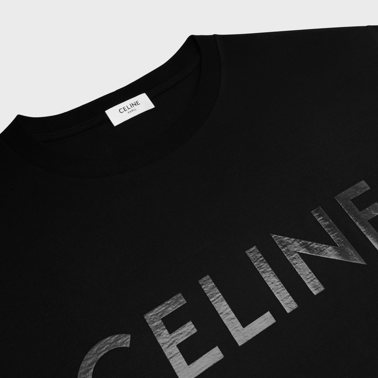 CELINE LOOSE VINYL T-SHIRT - COTTON JERSEY BLACK