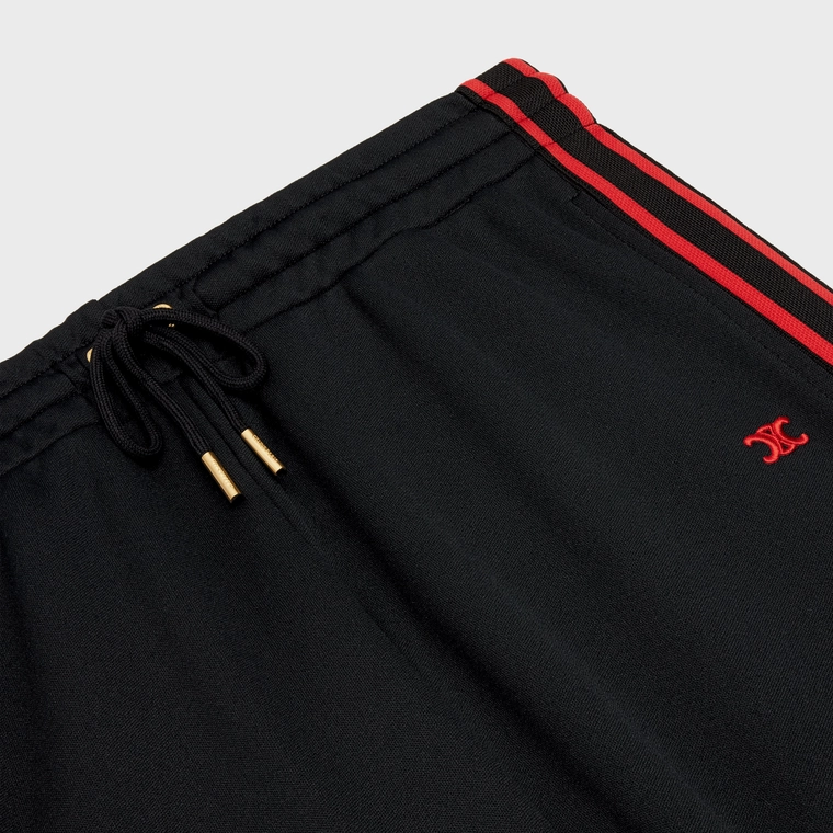 TRIOMPHE TRACK PANTS - DOUBLE-SIDED JERSEY BLACK/RED