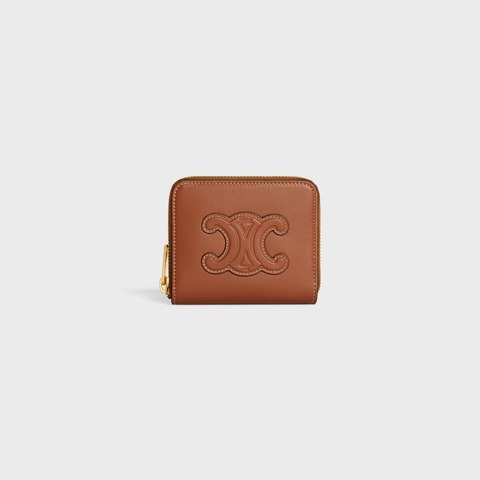 COMPACT ZIPPED WALLET CUIR TRIOMPHE in Textile and calfskin
