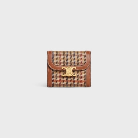 SMALL TRIOMPHE WALLET - TWEED & CALFSKIN MULTICOLOR