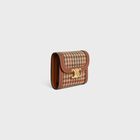 SMALL TRIOMPHE WALLET - TWEED & CALFSKIN MULTICOLOR
