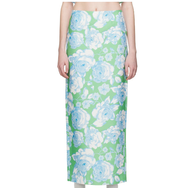 green floral maxi skirt