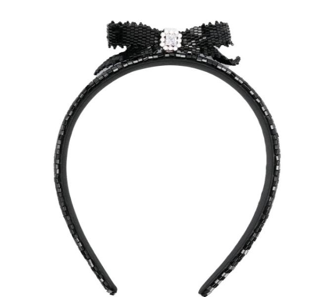Bow appliqué-embellished headband