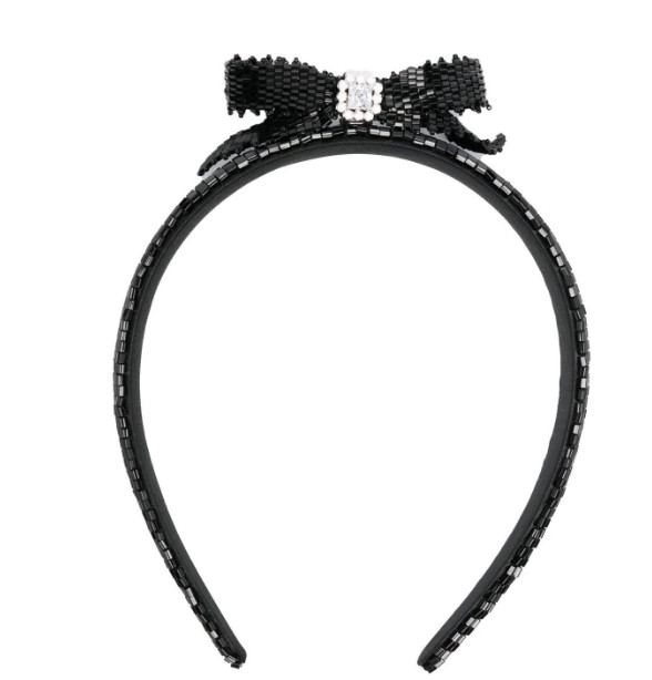 Bow appliqué-embellished headband