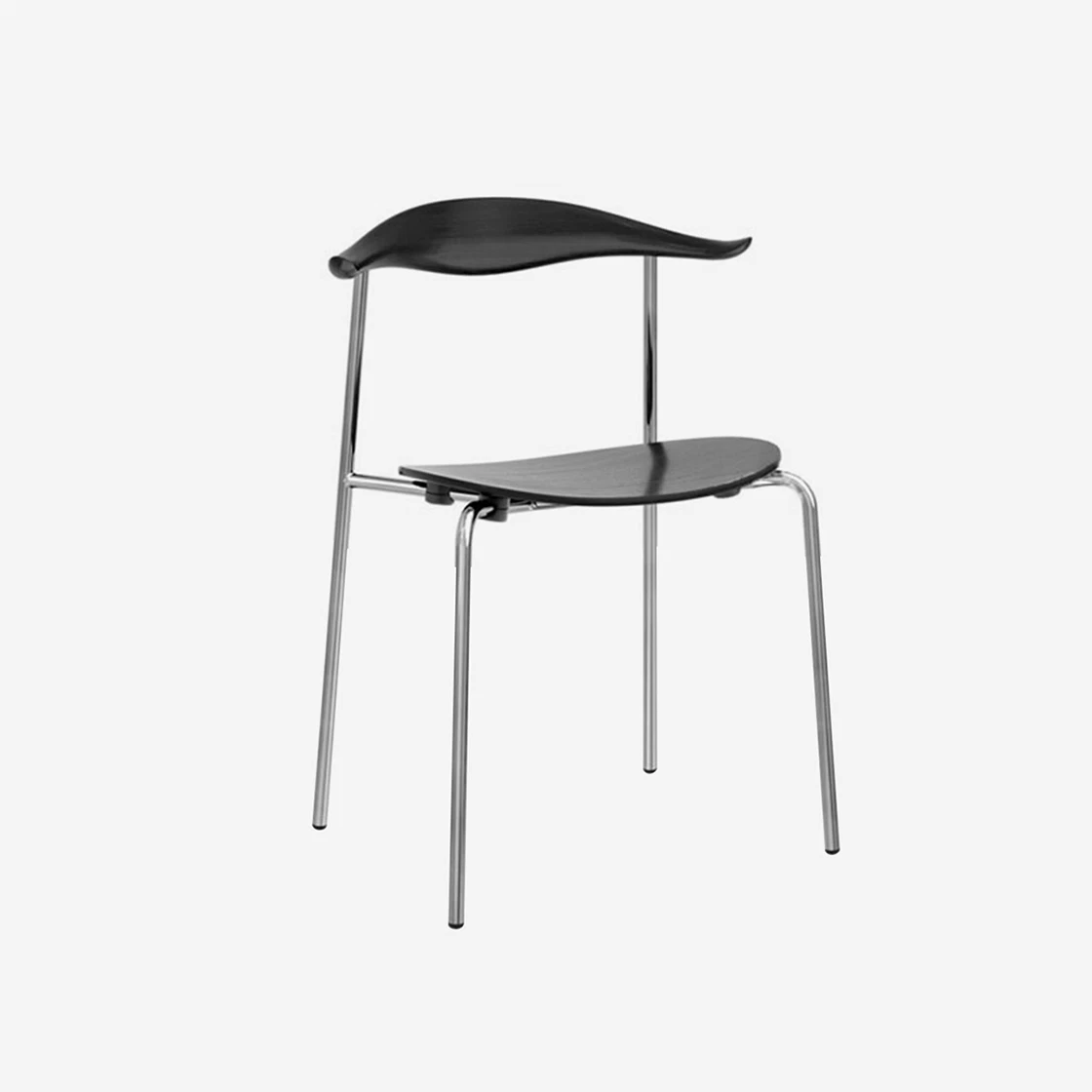 Carl Hansen & Son CH88T Chair Stainless Steel Oak & Black Painted Finish