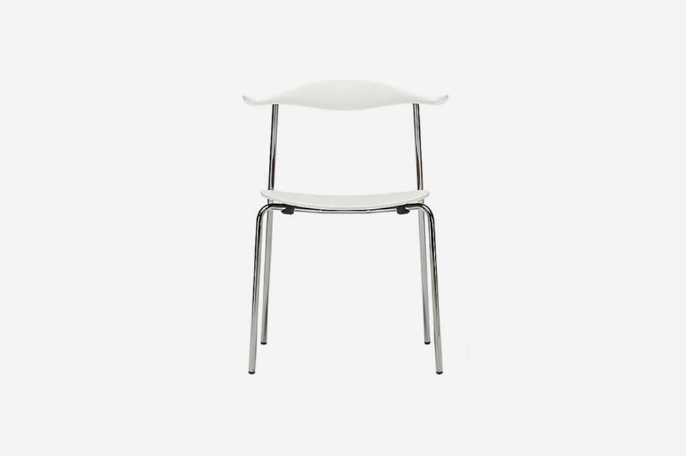 Carl Hansen & Son CH88T Chair Stainless Steel Beech & Natural White Painted Finish