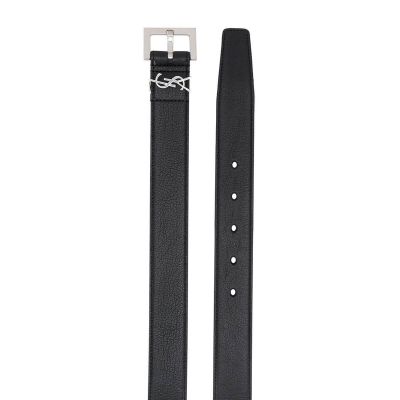 SAINT LAURENT PARIS Monogram Leather Belt