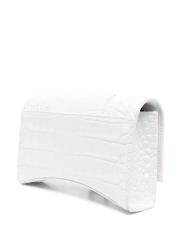 Crocodile Embossing Chain Wallet Bag white