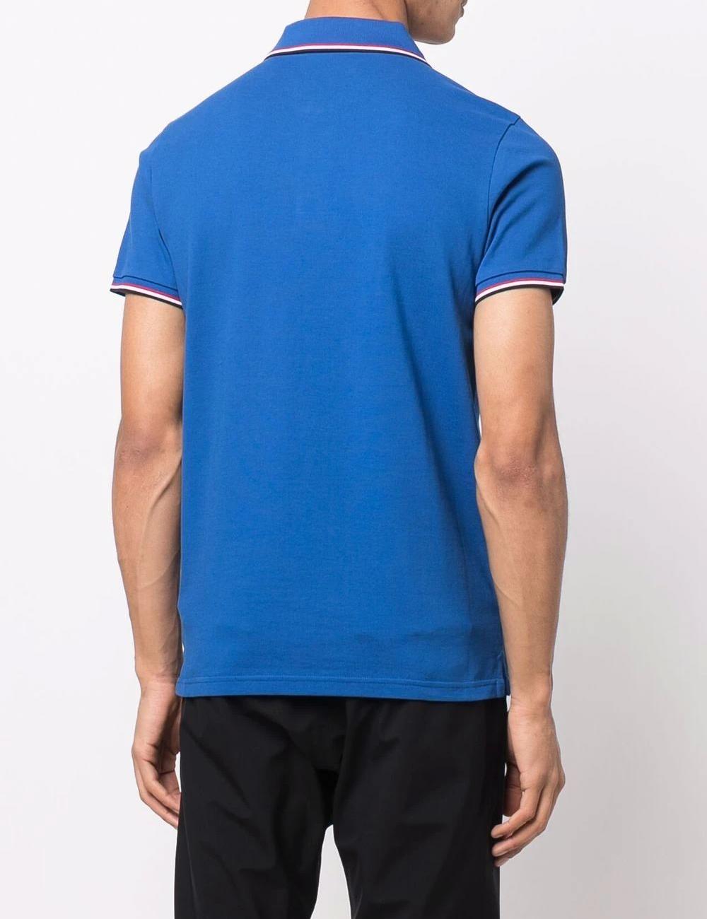 Three-line lining logo patch short-sleeved carati blue
