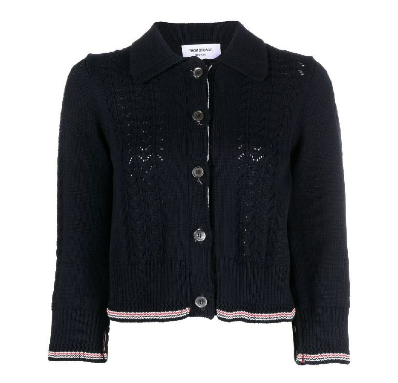 Cotton Pointel Crop Polo Cardigan