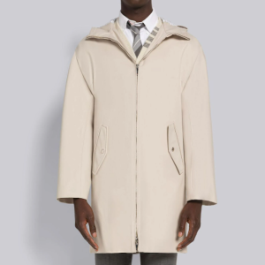 WATERPROOF COTTON TWILL T-DART HOODED SWIM PARKA