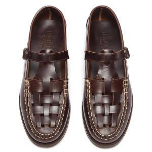 FERRIOL' WOVEN T-BAR LEATHER LOAFERS