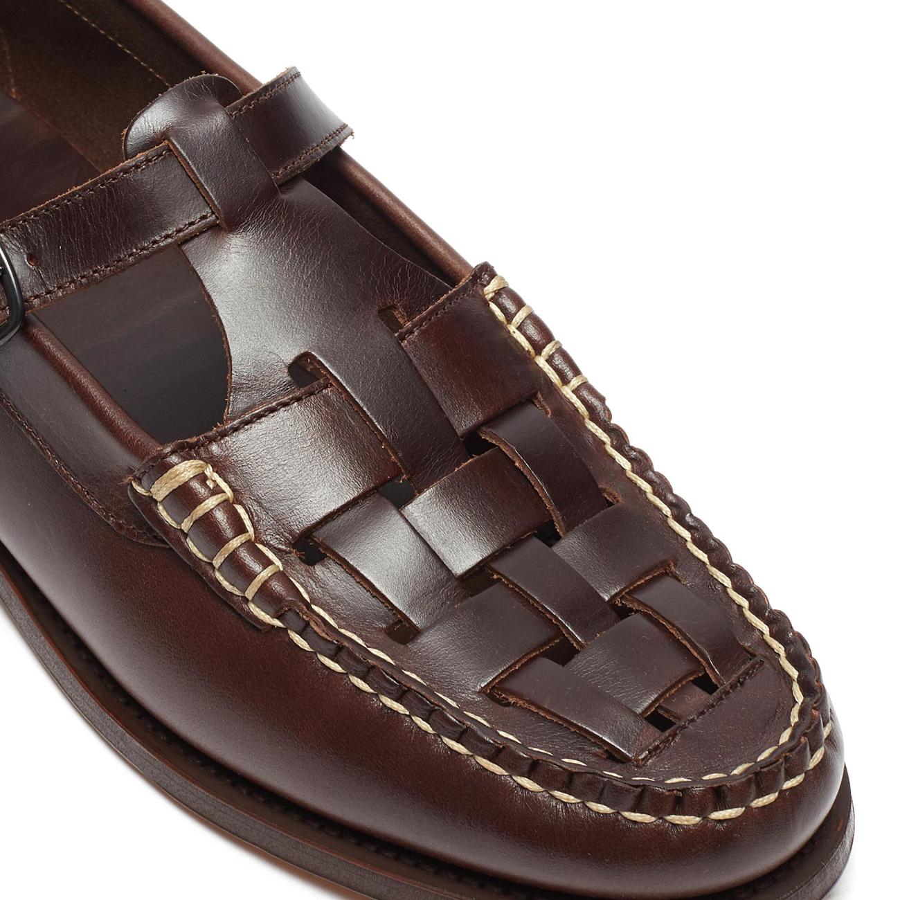 FERRIOL' WOVEN T-BAR LEATHER LOAFERS