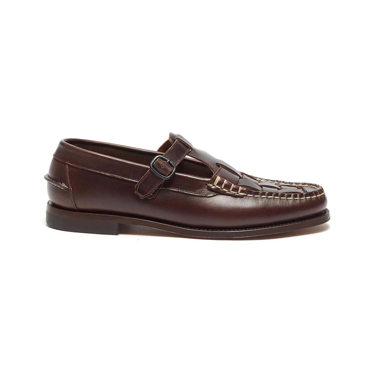 FERRIOL' WOVEN T-BAR LEATHER LOAFERS