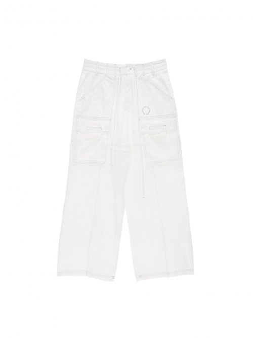  WASHED CARGO STITCH PANTS IN WHITE