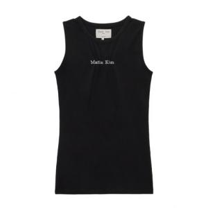 MATIN LOGO SHIRRING SLEEVELESS IN BLACK