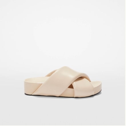 Cross-strap padded leather slides pale pink