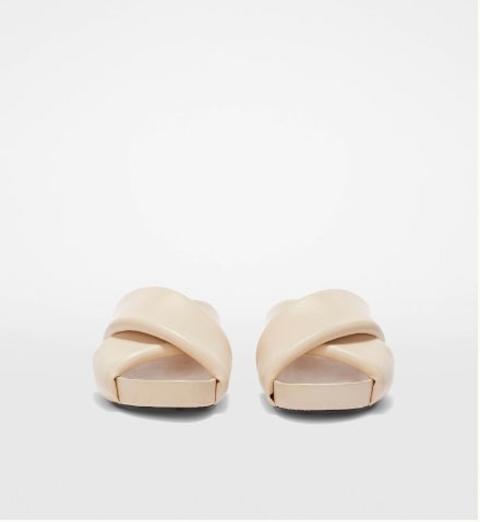 Cross-strap padded leather slides pale pink