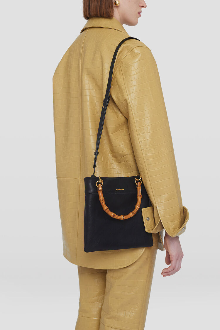 Small leather tote bag with embossed Jil Sander logo
