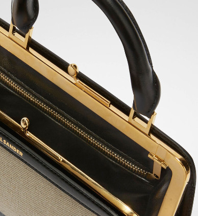 Leather mini handbag with metal frame and Jil Sander embossed logo detail