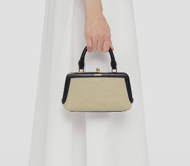 Leather mini handbag with metal frame and Jil Sander embossed logo detail