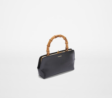 Leather mini bag with metal frame and embossed Jil Sander logo 