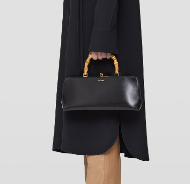 Leather mini bag with metal frame and embossed Jil Sander logo 