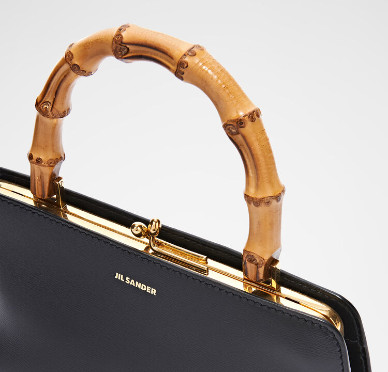 Leather mini bag with metal frame and embossed Jil Sander logo 