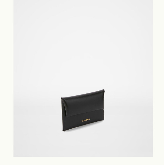 Jill Sander logo embossed leather envelope coin purse black