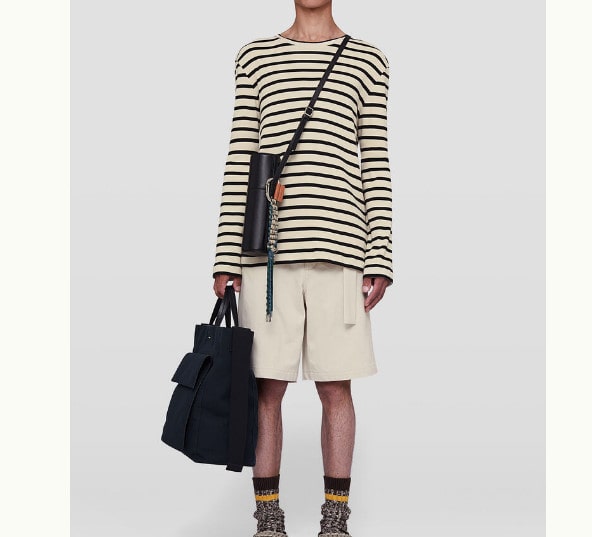 Jil Sander Ribbed Cotton Multi Stripe Open Grey