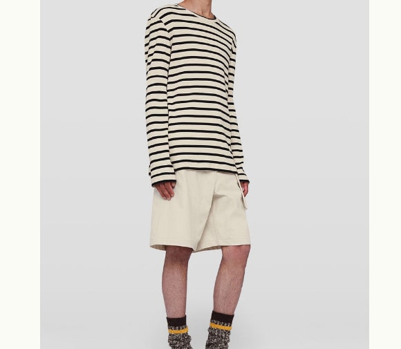 Jil Sander Ribbed Cotton Multi Stripe Open Grey
