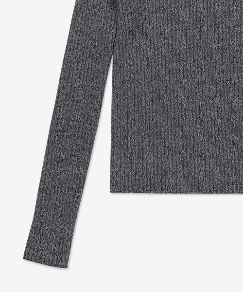 Women's High Neck Knit - Melange Grey