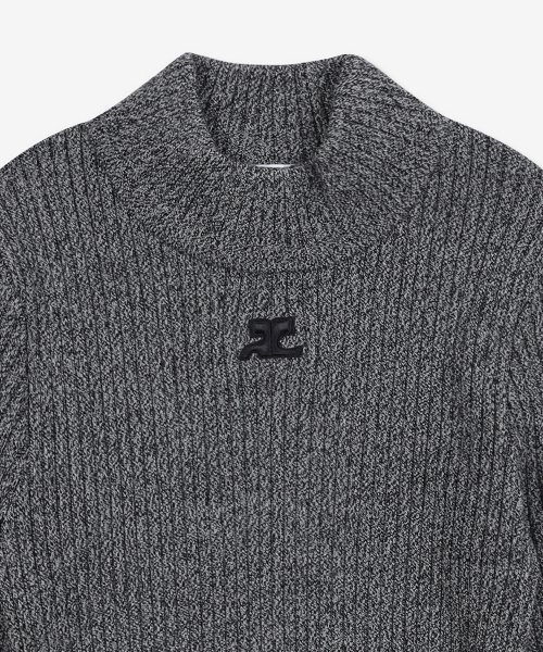 Women's High Neck Knit - Melange Grey