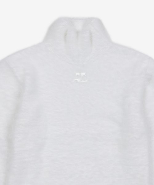 Women's hairy slim knit - white