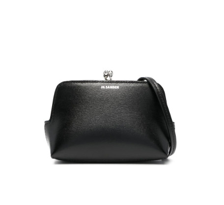Leather mini handbag with metal frame and Jil Sander embossed logo detail