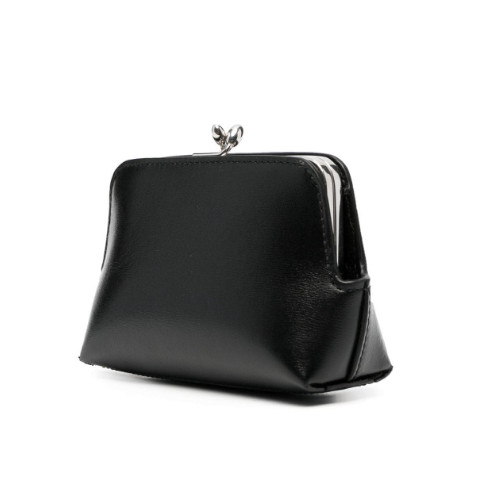 Leather mini handbag with metal frame and Jil Sander embossed logo detail