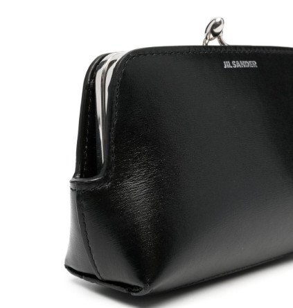 Leather mini handbag with metal frame and Jil Sander embossed logo detail